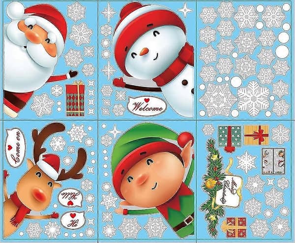 [LCS] Christmas Window Static Decal Removable Vinyl DIY Wall Window Door Mural Display Decal
