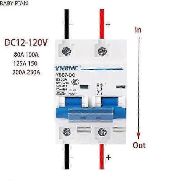 2P 100A-250A DC Strømafbryder 12V-120V til Solcelle RV Batterisystem & Solceller 2P -Photovoltaic- 32A