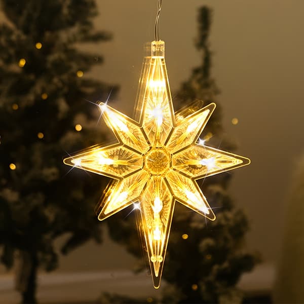 [LCS] 2-pack Star Projector Suction Cup String Lights - Battery Operated - Ceiling/Wall/Window Hanging Lights with Warm White Glow, Plastic Room, Christmas, [DB] 2pcs