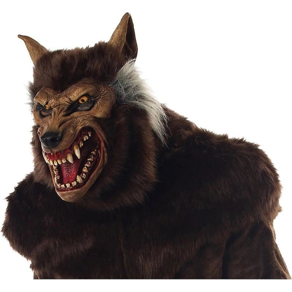 Anime Varulvsmask Djur Varg Realistisk Cosplay Latexmask Hal Brown