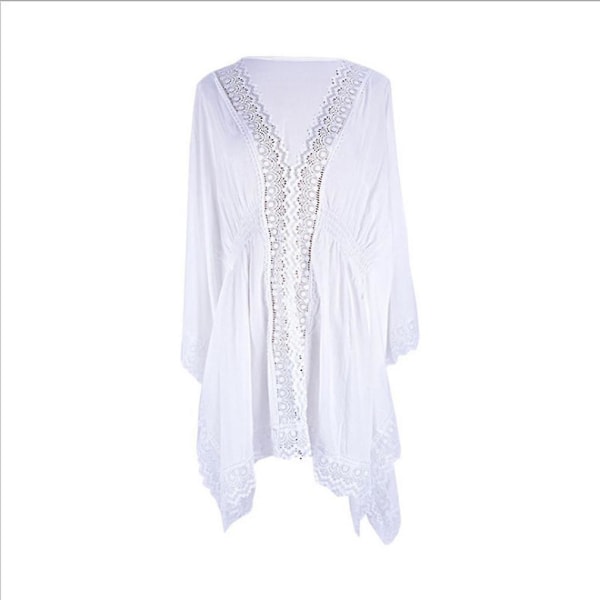Patchwork Blommig Ram Kaftan Strandkläder Elastisk Midja Solskydd B