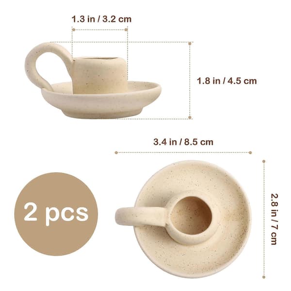 Keramisk lysestake for søylelys Bordbruk 6 stk Beige