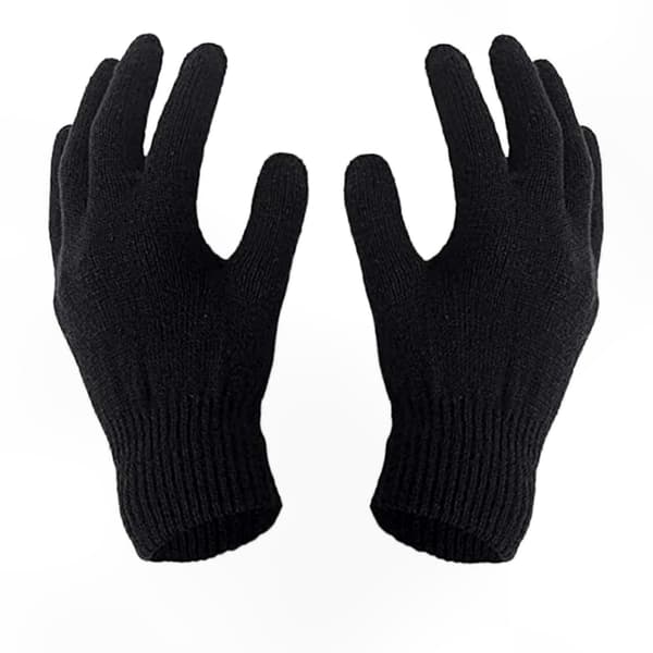 Unisex Termiske Handsker - 12 Par Sorte Vintervarme Strækvanter til Mænd og Kvinder One Size Passer Alle