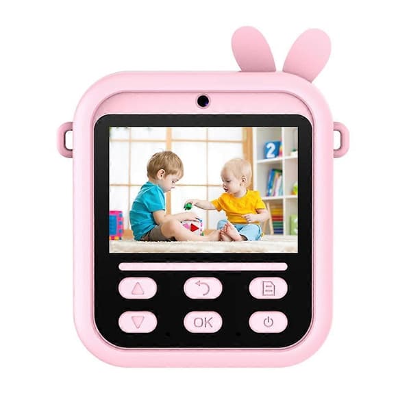 [LCS]S1 2,4 tums IPS-skärm Barnkamera Direktutskrift Digitalkamera Dubbla Linser HD Videoinspelare Multicolor Pink Rabbit
