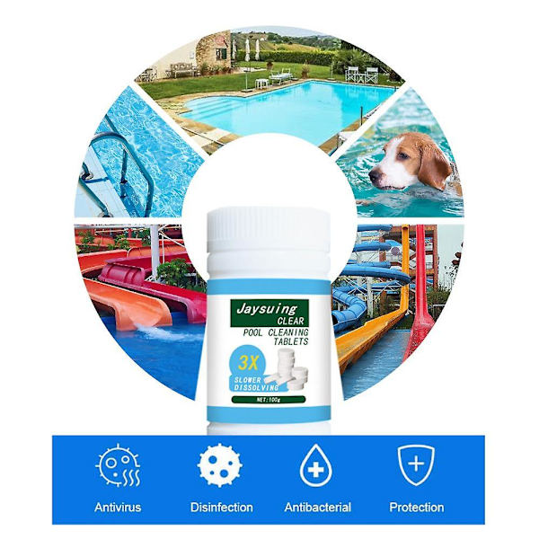 100g Pool Rengøringstablet Flydende Klor Spabad Kemikaliedispenser (AB)