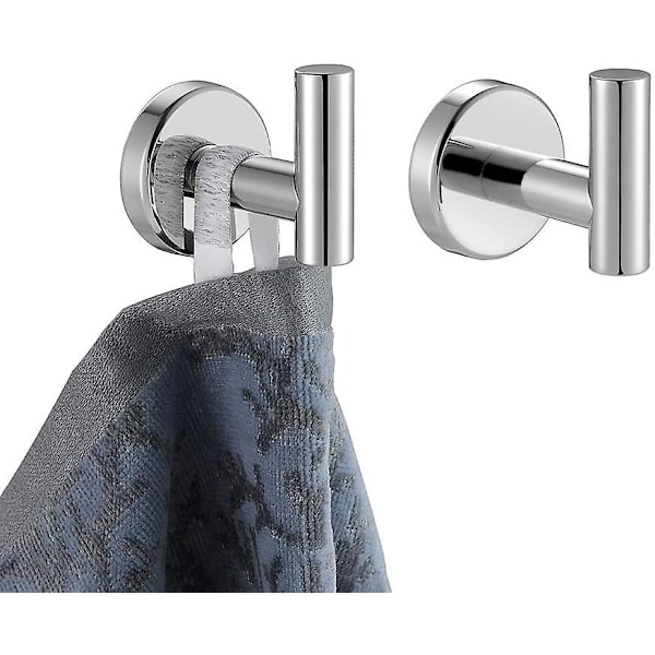 Svart handdukskrok för badrum, klädkrok för badrum, kök, garage, väggmonterad (2-pack) Chrome