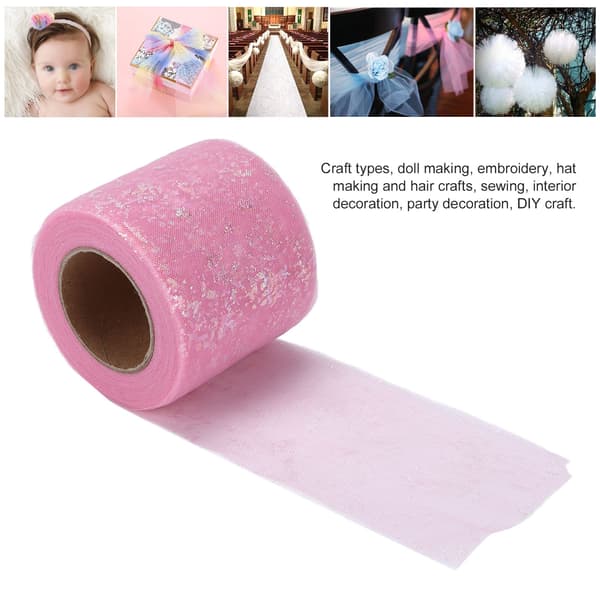 [LCS] Tyllstoff DIY Håndverk Slitestyrke Symfoni Polyester Lett Bærbar Tyllruller 6cm Lys Rosa