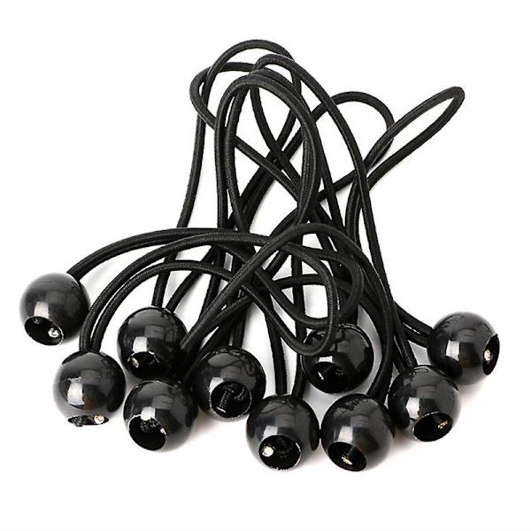 10 stk. 20 cm Sorte Elastiksnore med Kugler til Pavilloner, Telte, Camping