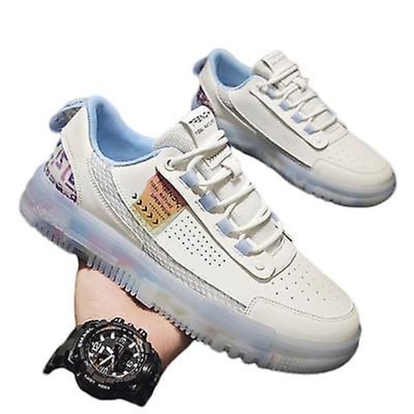 Nya andningsbara tunna Sports Air Force One-sneakers för män White blue 42