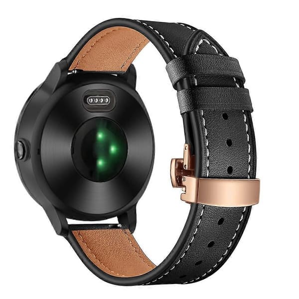 [LCS]20mm Top-layer koskind ægte læder urrem erstatning til Garmin Vivoactive 3 Vivom Multicolor Rose Gold+Black