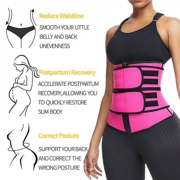 Midjetrimmerbälte Dam Bastukostym Svettlindningstränare Slimming Body Shaper Rose Red M