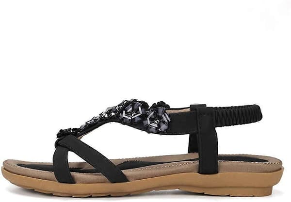Sommersandaler for kvinner Uformelle komfortable flip-flops strandsko Ankel T-stropp Thong Elastiske flate sandaler for kvinner