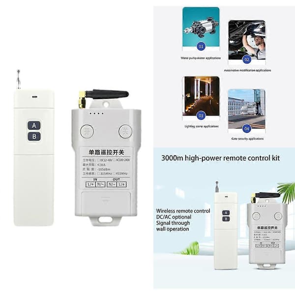 [LCS]3000M Langdistanse RF Trådløst Fjernkontrollbrytersystem Sender+Mottaker 315MHZ