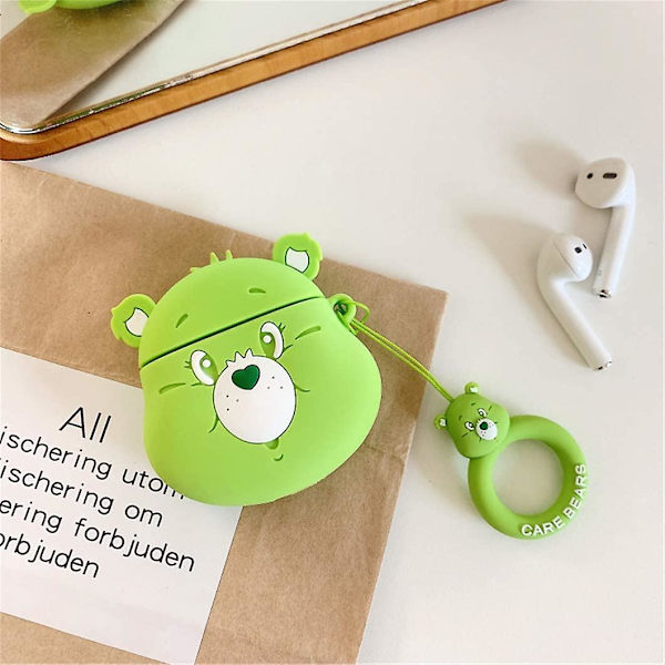 Sødt Etui til Airpod 2/1, Sjovt Blødt Cover med Tegneseriefigurdesign Green