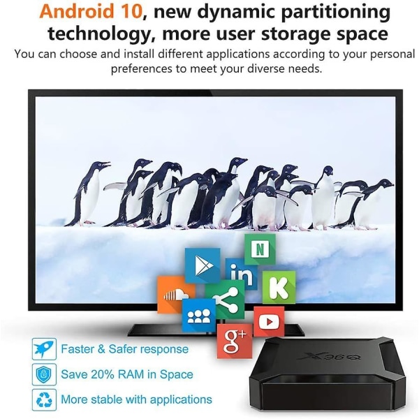 X96Q Android 10.0 Strømming Mediaspiller 4K Quad-Core TV-boks All
