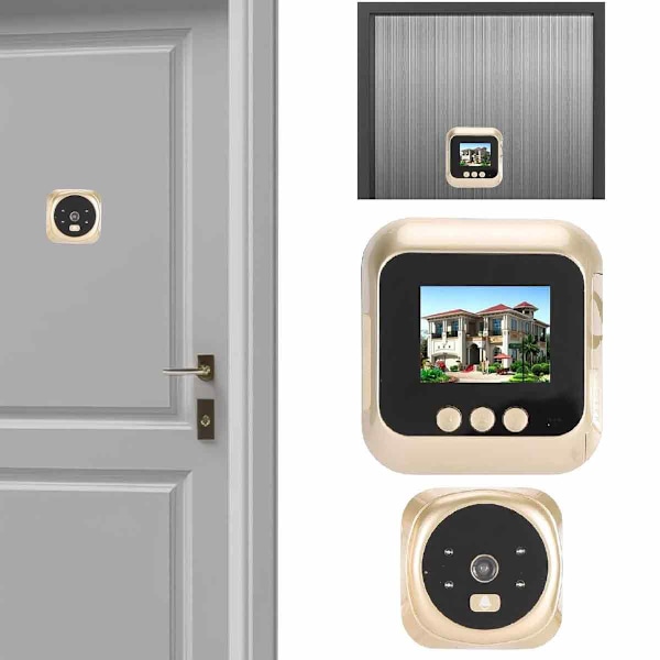 Digital dörrklocka med 2,4-tums TFT LCD, intelligent dörrklocka med rörelsedetektering, infraröd mörkerseende, 135° betraktningsvinkel, dörrklocksintercom för 30-110 mm