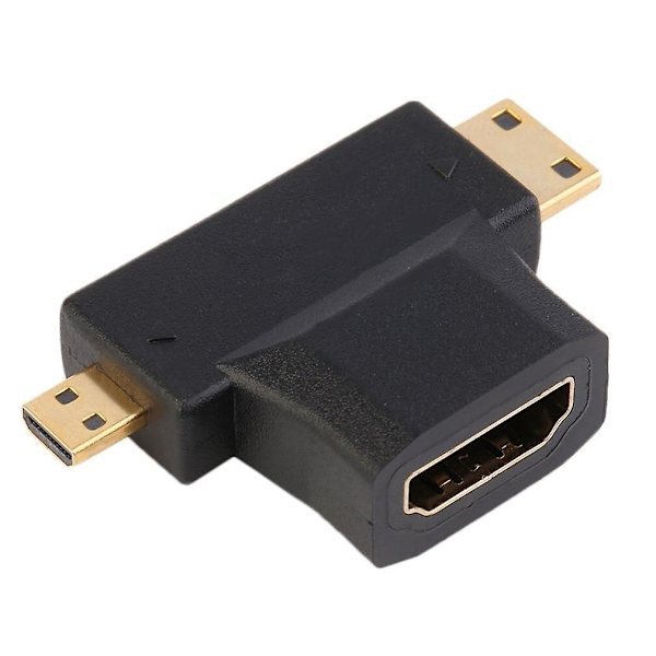 HDMI-kompatibel Hona Till Hane Mini HDMI-kompatibel Typ C + Hane Micro HDMI-kompatibel Typ Adapter Adapter För Ljud & Video