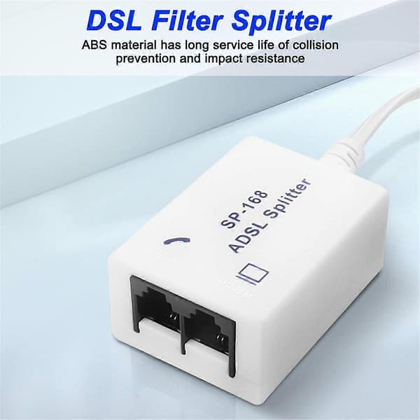 2 stk. DSL-filter-splitter ADSL-splitter til telefonlinje han til 2 hun RJ11 6P4C/6P2C telefonmode White