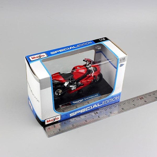 Maisto 1:18 Mini Triumph Daytona 675 Triples Moto Motorcykel Modell Skala Motorcykel Pressgjuten Leksaksfordon Present Miniatyr Fria Hjul.