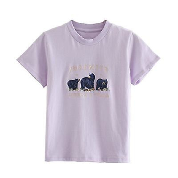 Slim-fit Kirjailtu Karhu Lyhyt Lyhythihainen Pyöreäkauluksinen T-paita purple M