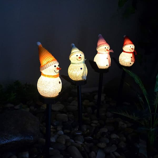 Jul Solcellebelysning Utendørs Snømann Plen Varm Lampe Hage KLB