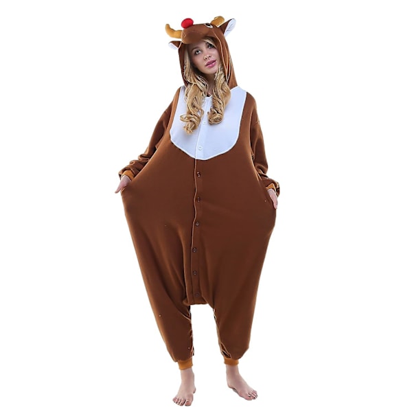 Reedca Totoro Aikuisten Onesie Halloween Cosplay Asut Anime Pyjamat Yhteensopiva Naisten Ja Tyttöjen Kanssa, napitus Deer2 M