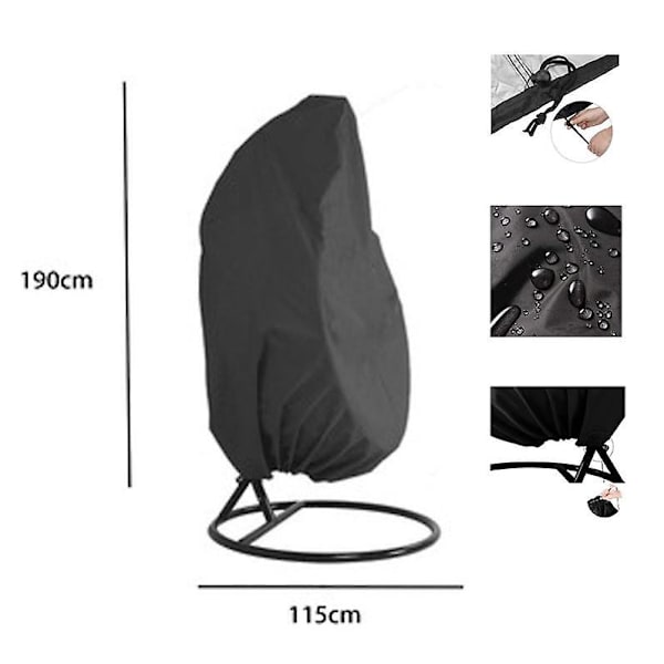 Riippuva munatuolin suojus, vedenpitävä ulkokäyttöön tarkoitettu keinumunatuolin pölysuoja 115*190cm
