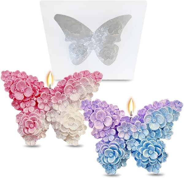 [LCS]3D Blomster Sommerfugl Silikoneforme Epoxyharpiksforme Blomster Sommerfugl Lysforme til Lysfremstilling Silikoneform til DIY Duftende