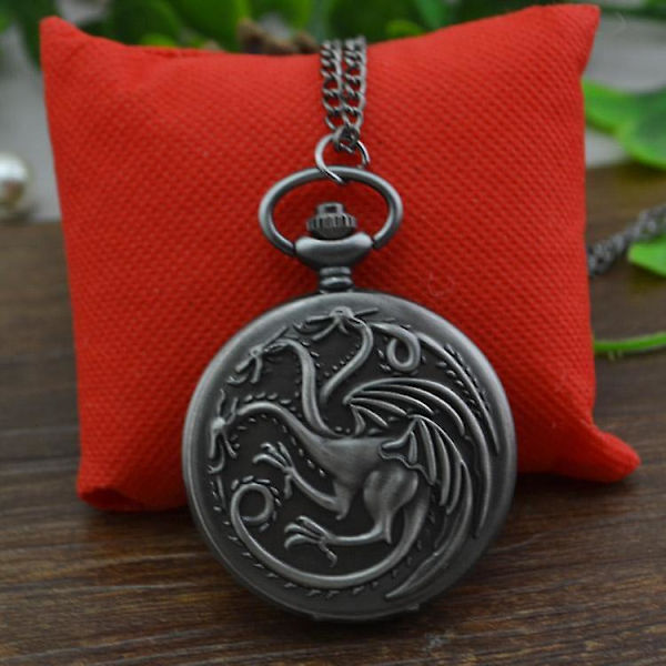 Tre Drakar Kvarts Fickur Halsband Med Hänge Fickur FOB Klocka Klockor