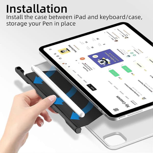 [LCS] Blyantpenholder til Apple Pencil 2. generation etui kompatibel med Magic Keyboard, Smart Keyboard Folio og andre magnetiske etuier Black