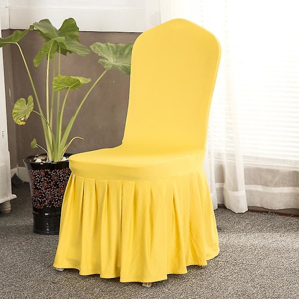 Spandex Stolsöverdrag Avtagbart Stretchöverdrag Volangfåll Matsal Bröllop Bankett Stolsöverdrag Bright Yellow