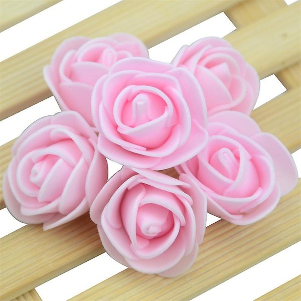 100 st Mini Handgjord Bubble Foam Rose för bröllop Heminredning Scrapbooking Flower Craft krans Light Pink