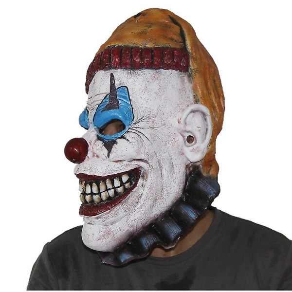 Clown Mask Skrämmande Clown Killer Mischief Cosplay Latex Huvudbonader Ha white