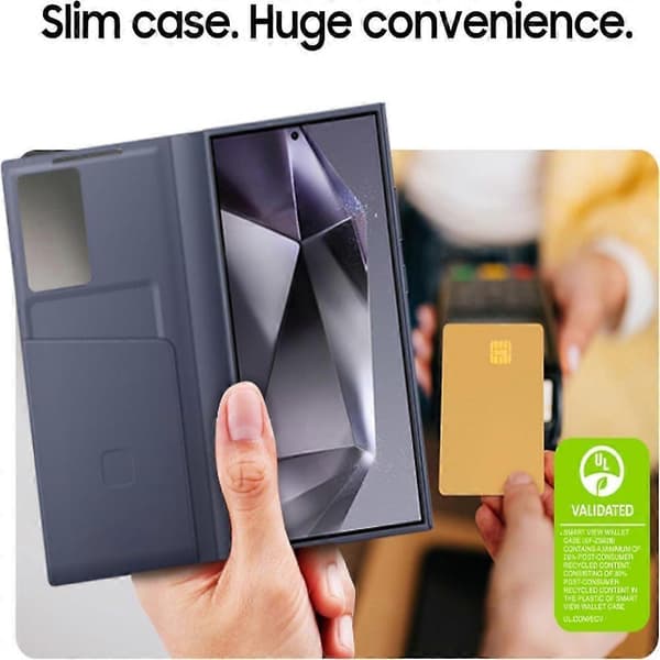 S22 Ultra S-View Wallet Cover, Protective Case with Smart Small Screen View, Fingerprint Control, Slim Design, Card Pocket