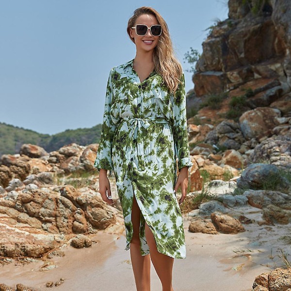 Printed dam Kiminos Cardigan Beachwear Long Sleeve Suncreen Bi
