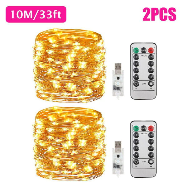 Lyslenker Fe Lys Julelys Warm White 10M 100LED 2PCS