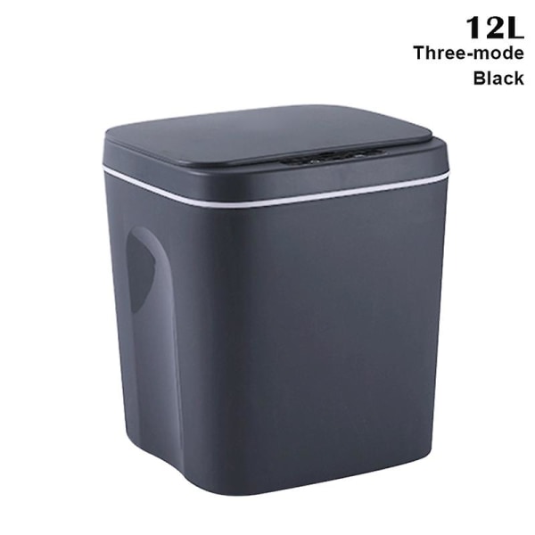 Smart Induktionsstyrd Touch-Soppa, Självförslutande Självbytande Sopsäck, Automatisk Öppning av Lock för Three-mode Black 12L