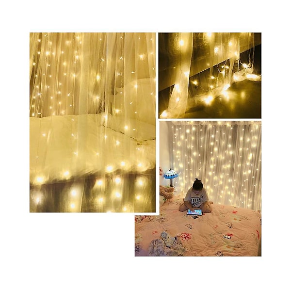 Twinkle Star 300 LED Fönstergardin Ljusslinga Jul Bröllopsfest Hem warm