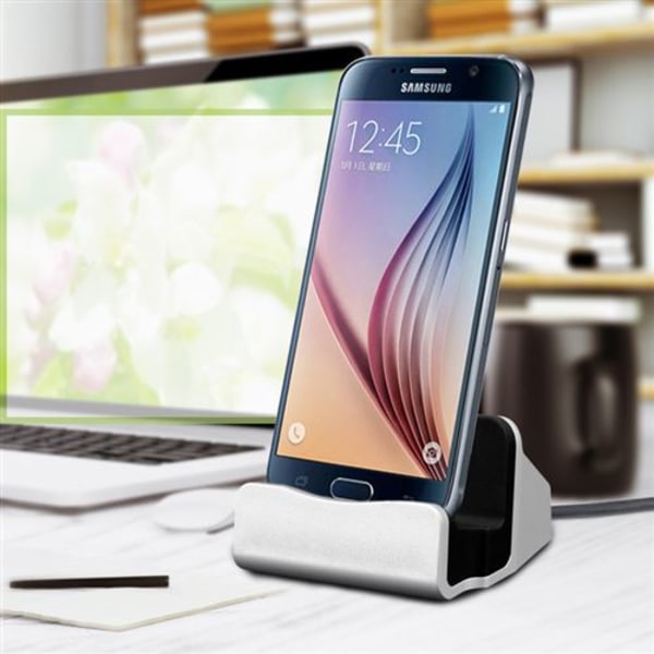 Micro USB -dockningsstation för SAMSUNG Galaxy J6 Smartphone Suppo