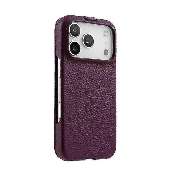 [LCS] MELKCO Vertical Flip Case in Genuine Cowhide + PC for iPhone 17 Pro Max (MagSafe Compatible) Purple