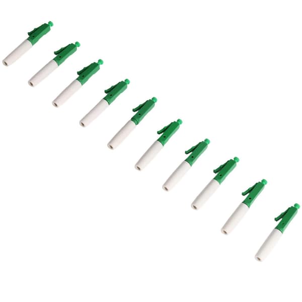 10PCS LC APC Fiber Assembly Snabbkoppling Singlemode LC Fiberoptisk Kabel Snabbkoppling för FTTH Drop Cable Green