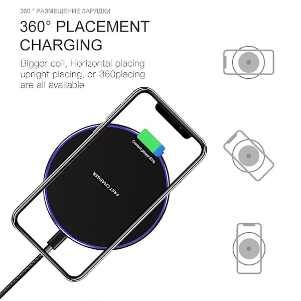 15W Snabb Trådlös Laddare För Samsung S9 S10 S20 Iphone 12 11 Pro Xs Max Xr X 8 Huawei P40 Pro Qi Snabb 10W Laddplatta 15W White