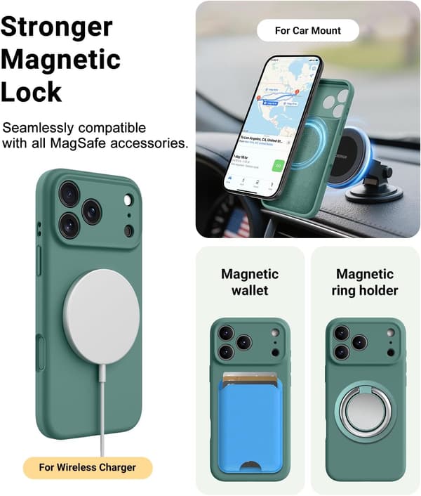 [LCS] Tall Green MagSafe Compatible Ultra-Thin Liquid Silicone iPhone 17 Air Case iPhone 17 A iPhone 17 Air vert pin