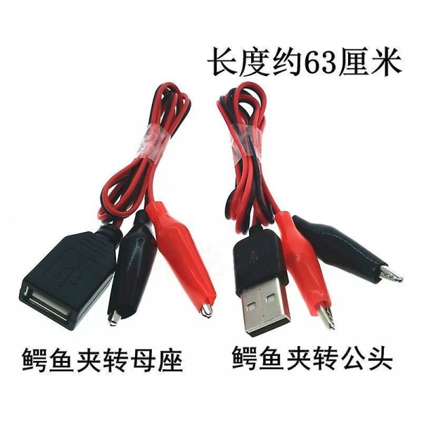60 cm krokodilklämma testklämma till USB -adapter (1 st hane + 1 st hona) Kopparalligatorklämmor med tråd hona och hane usb USB Koppartest Lea