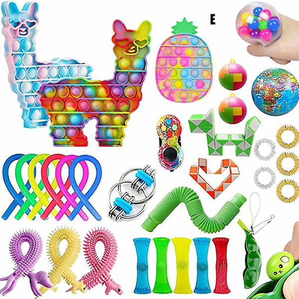 Fidget Leksaker Paket Pop Leksak Anti-ångest Verktyg Stor Storlek Tryck Pop Leksak För Barn Vuxna Leka Tillsammans E