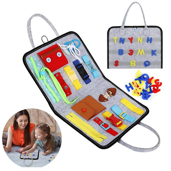 Montessori Leker for Barn Baby Aktivitetsbrett Spenne Trening Essensielt Pedagogisk Sensorisk Brett grey
