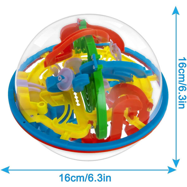 Labyrintboll - 3D-pusselbollsspel leksaker för barn (16 cm) med 118 utmanande hinder, pedagogisk