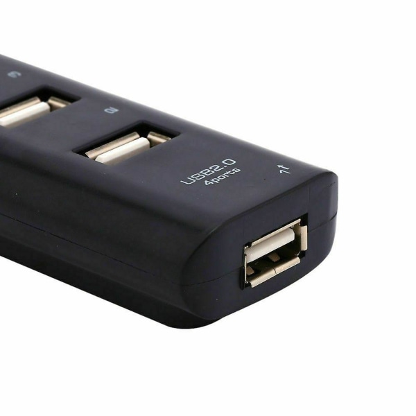 Svart USB 2.0 Hi-speed 4-portars splitternav för PC Notebook Höghastighetsdator