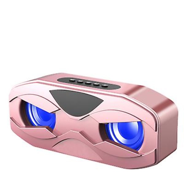 Bärbar trådlös Bluetooth-högtalare för utomhusbruk, dubbla högtalare, subwoofer, LCD-display rose gold