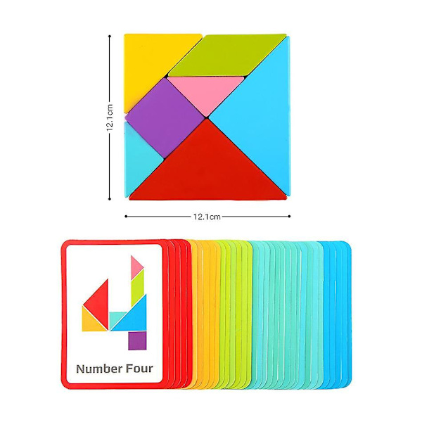 Tangram Pussel Barn Trä Mönsterblock Set type1